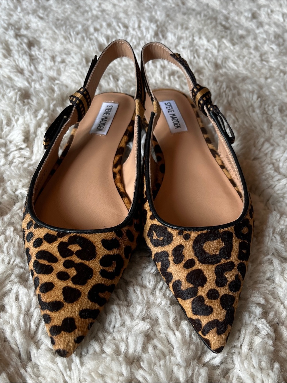 Steve Madden Leopard-Print Pointed Slingback Flats - Brown/Black